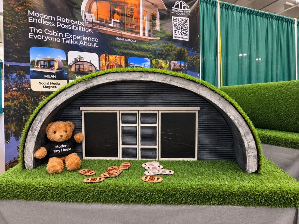 Architectural glamping arched cabin model at The Glamping Show Americas