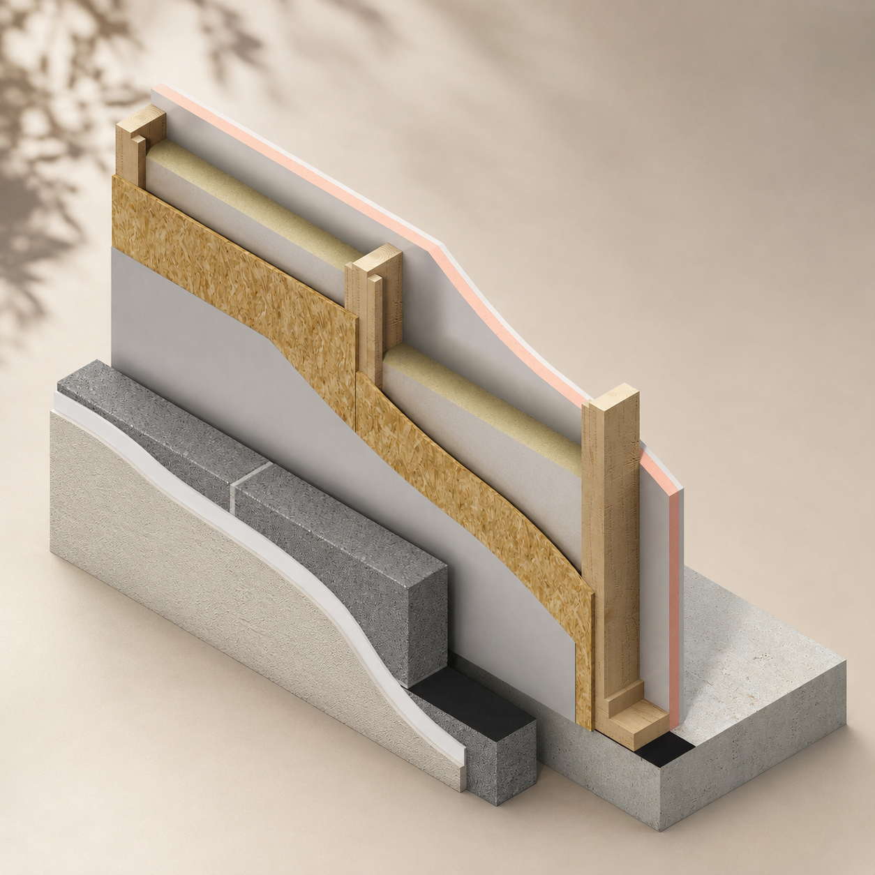 Wall section — insulation & structural layers